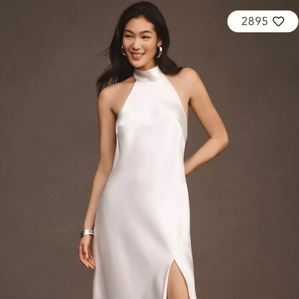 Anthropologie BHLDN Ivory Halter Midi Dress